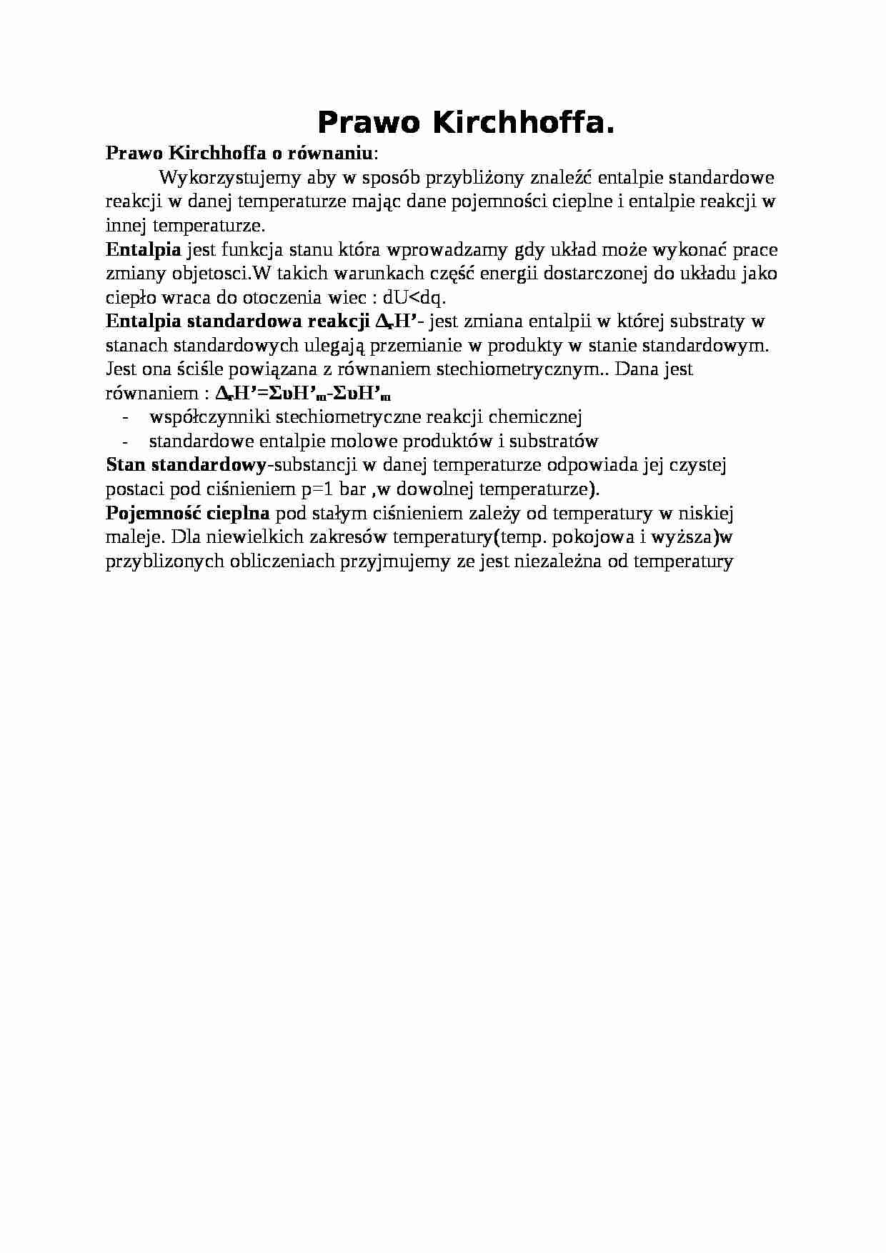 Prawo Kirchhoffa -  sprawozdanie - strona 1