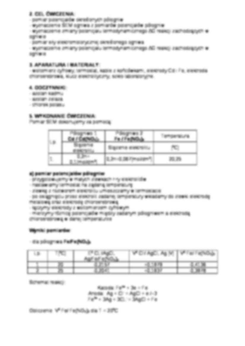 Pomiar siły elektromotorycznej ogniw i potencjałów półogniw - ćwiczenia - strona 2