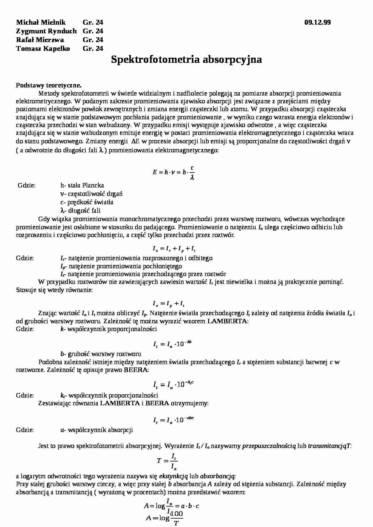 Spektrof - ćwiczenia - strona 1