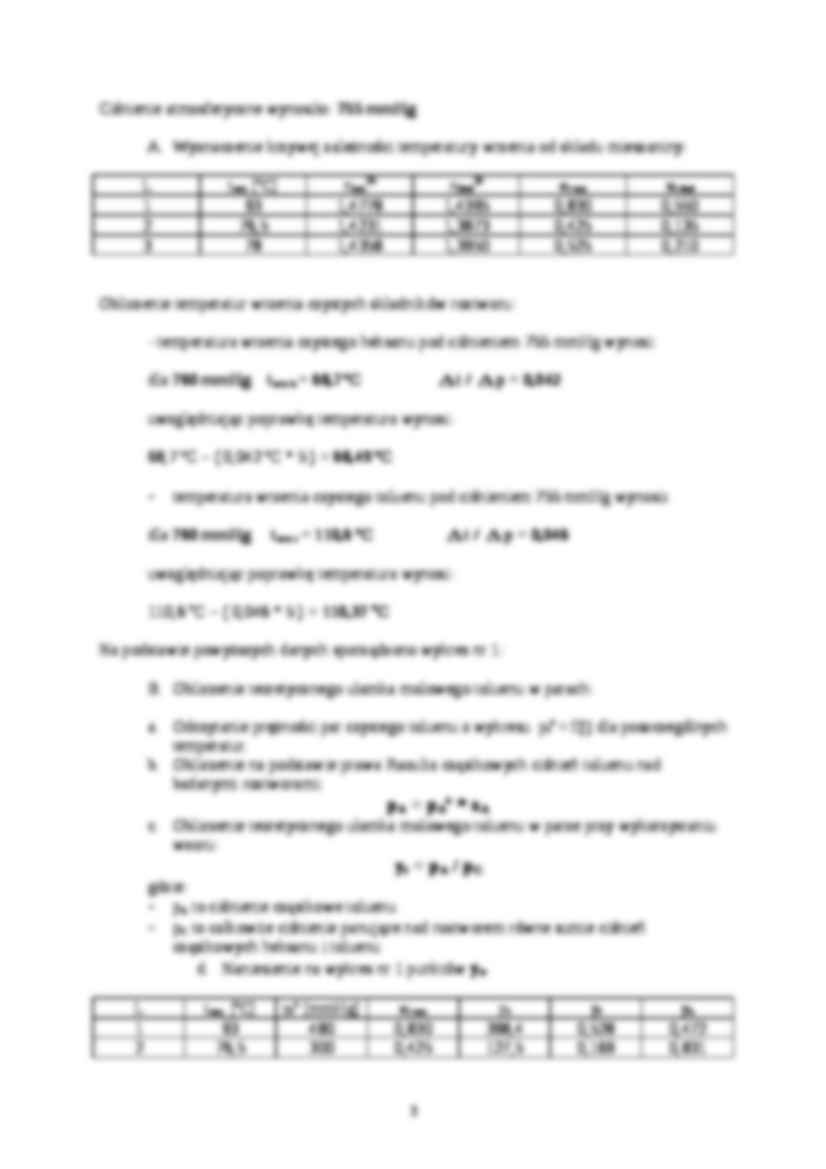 Wyznaczanie krzywych równowagowych ciecz-para  w układzie dwuskładnikowym - sprawozdanie - strona 3