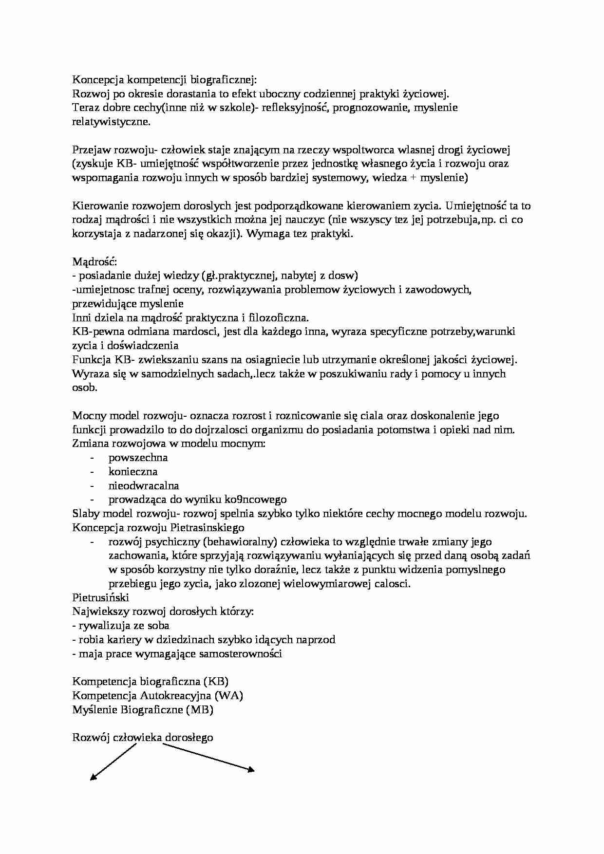  Koncepcja kompetencji biograficznej - ćwiczenie - strona 1