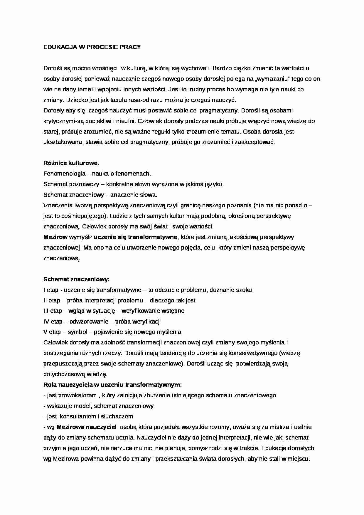 Edukacja w procesie pracy - omówienie - strona 1