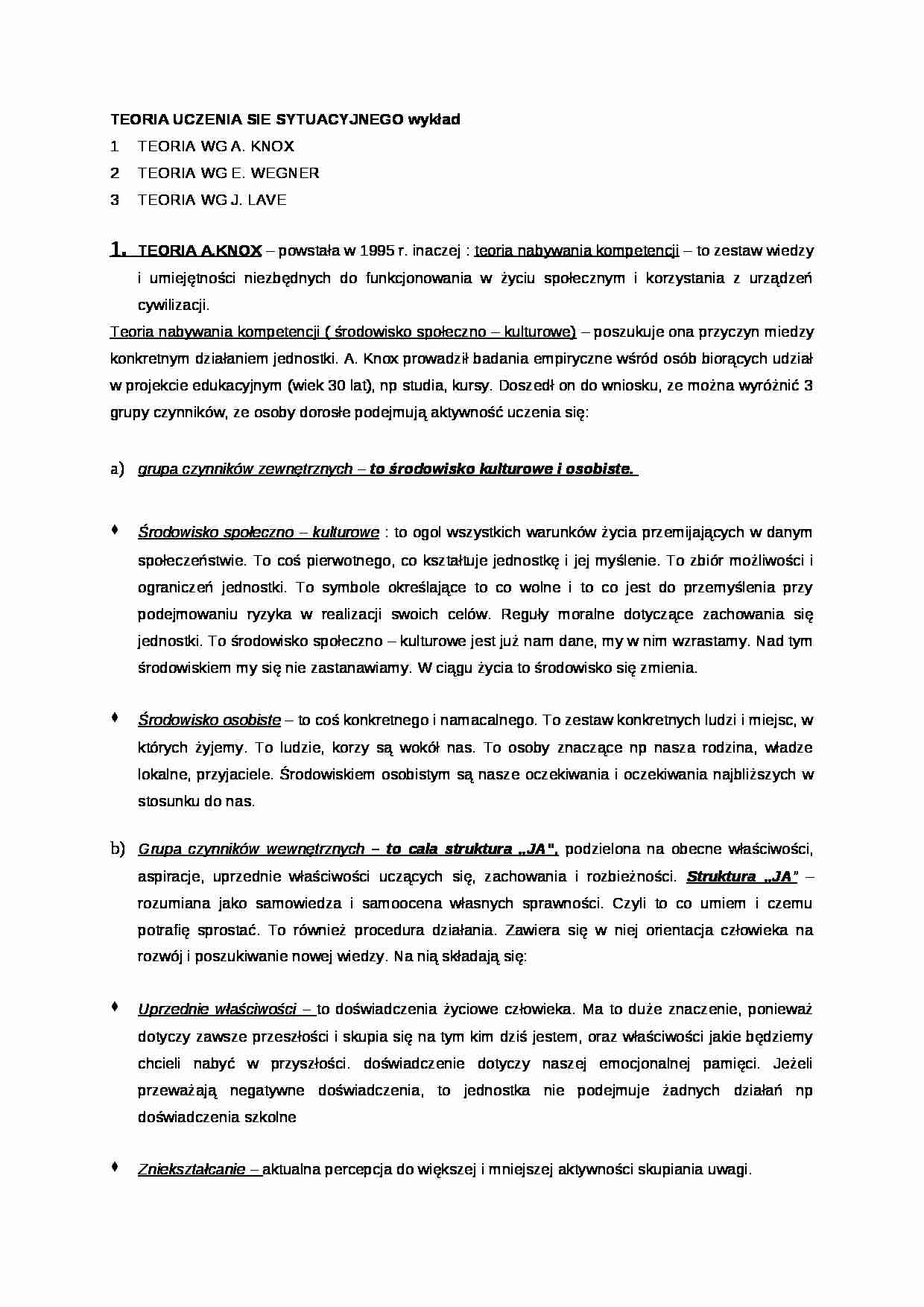 Uczenie się sytuacyjne - wykład - strona 1