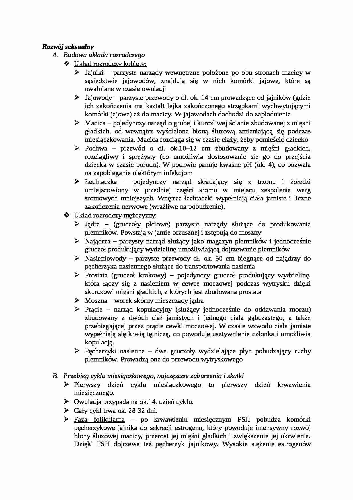 Rozwój seksualny - omówienie - Budowa układu rozrodczego - strona 1