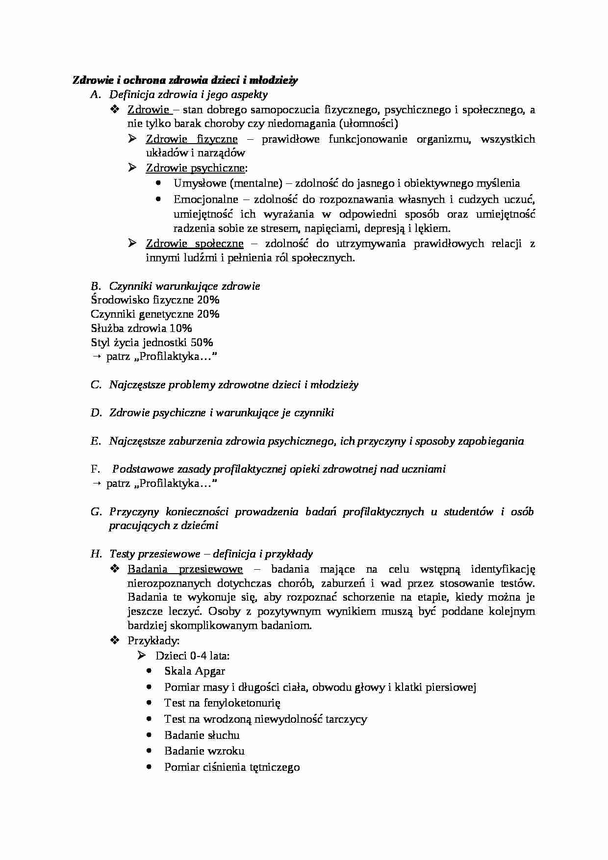 Zdrowie i ochrona zdrowia dzieci i młodzieży - omówienie - strona 1