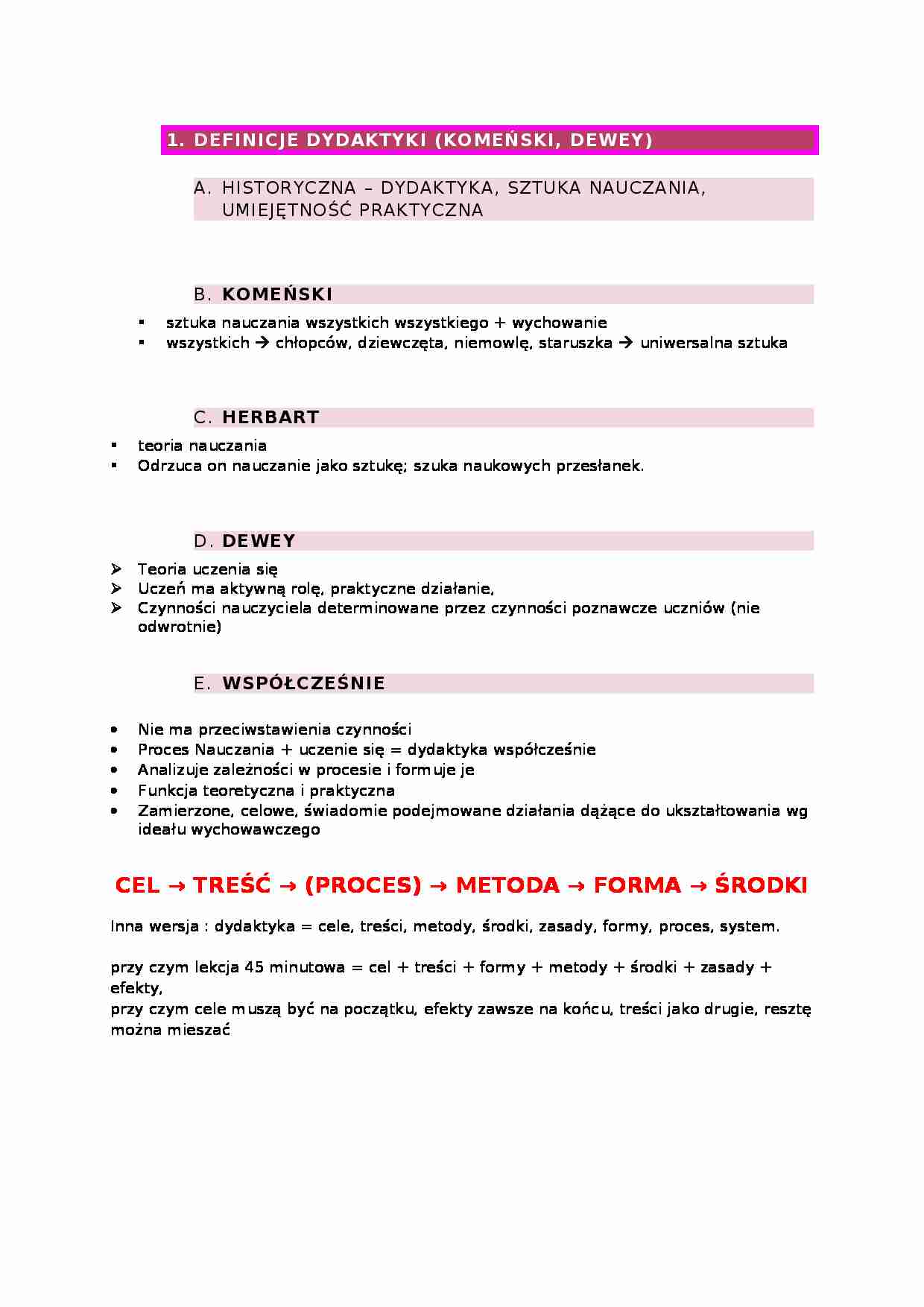 Definicje dydaktyki - omówienie - strona 1