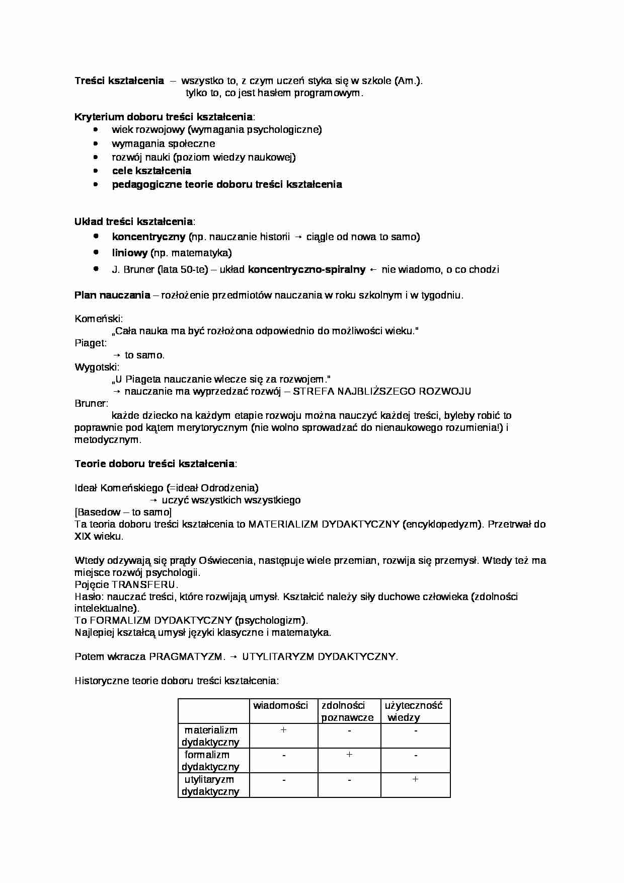 Treści kształcenia - omówienie - strona 1