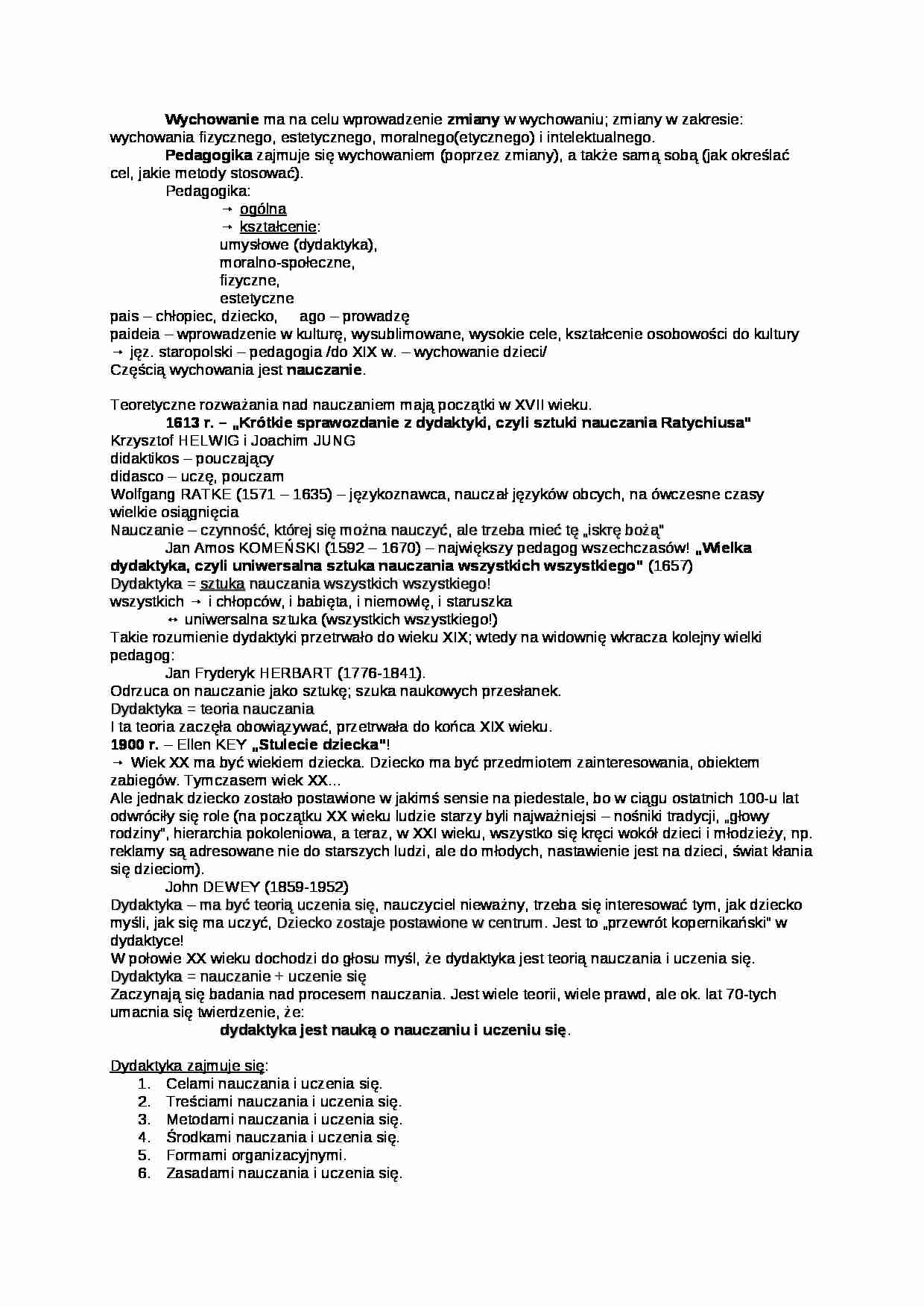 Wychowanie  - omówienie - strona 1