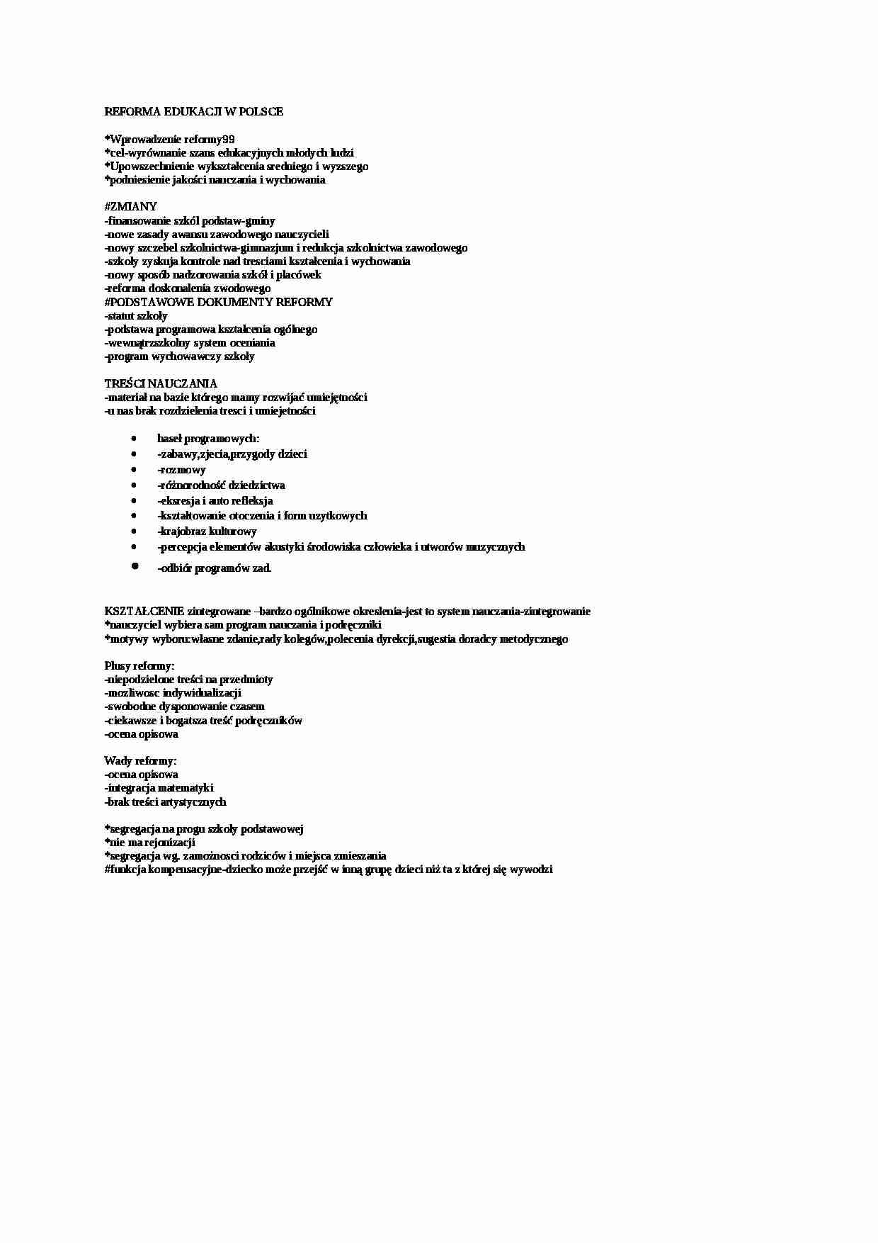Reforma edukacji w Polsce - omówienie - strona 1