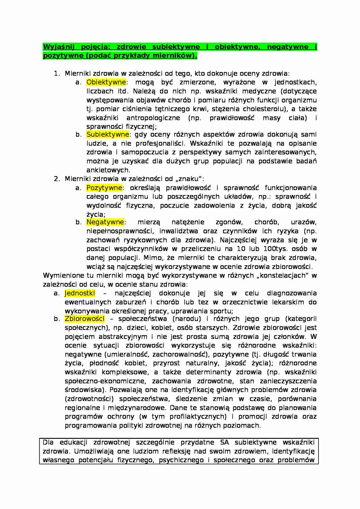 Edukacja zdrowotna - pojęcia  - strona 1