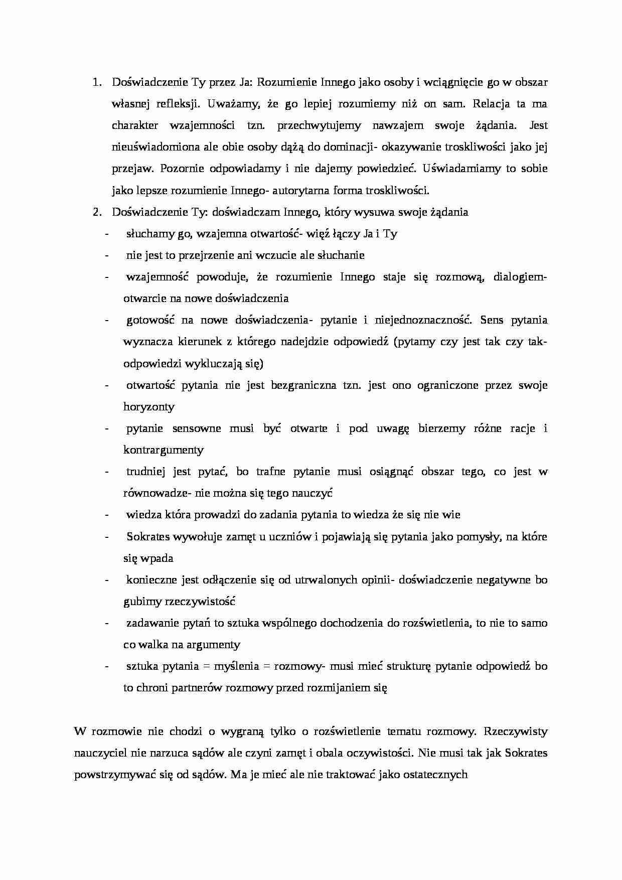 Doświadczenie Ty przez Ja - omówienie - strona 1