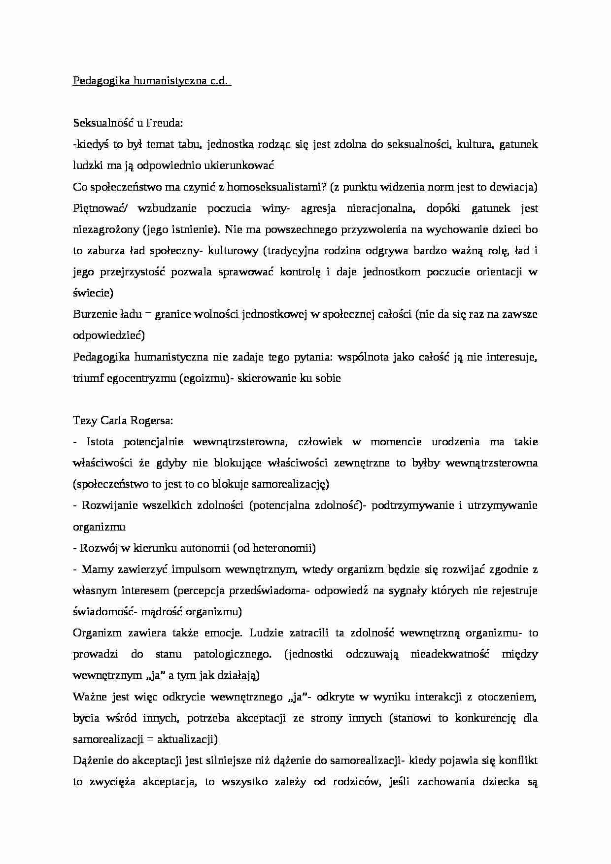 Pedagogika humanistyczna  - omówienie - strona 1