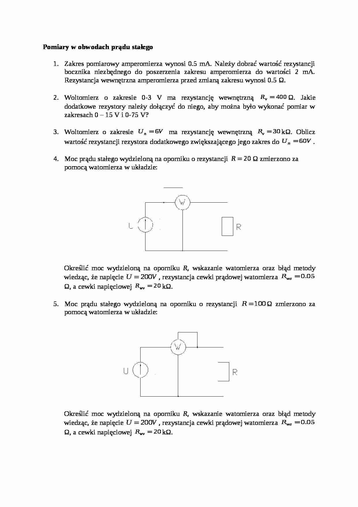 Elektryka i elektrotechnika kolokwium - prąd stały - strona 1