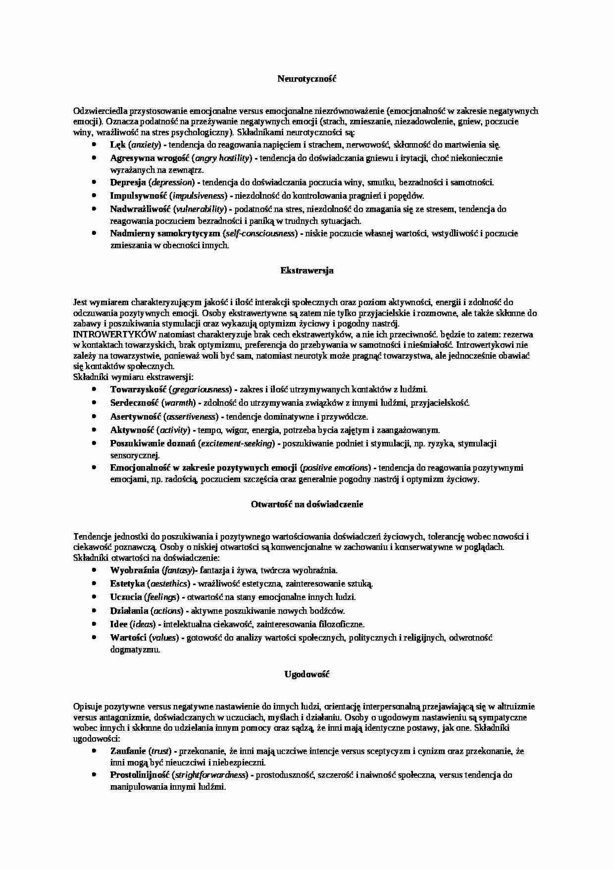 Neurotyczność - omówienie - strona 1