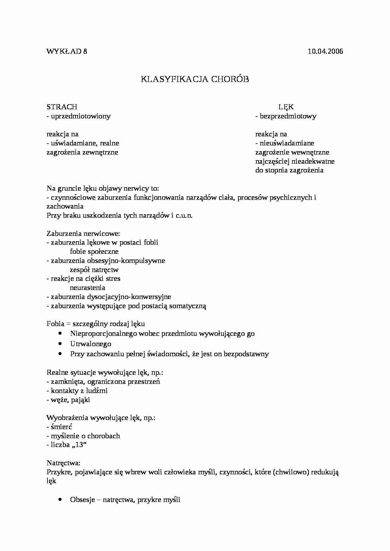 Klasyfikacja chorych - omówienie - strona 1