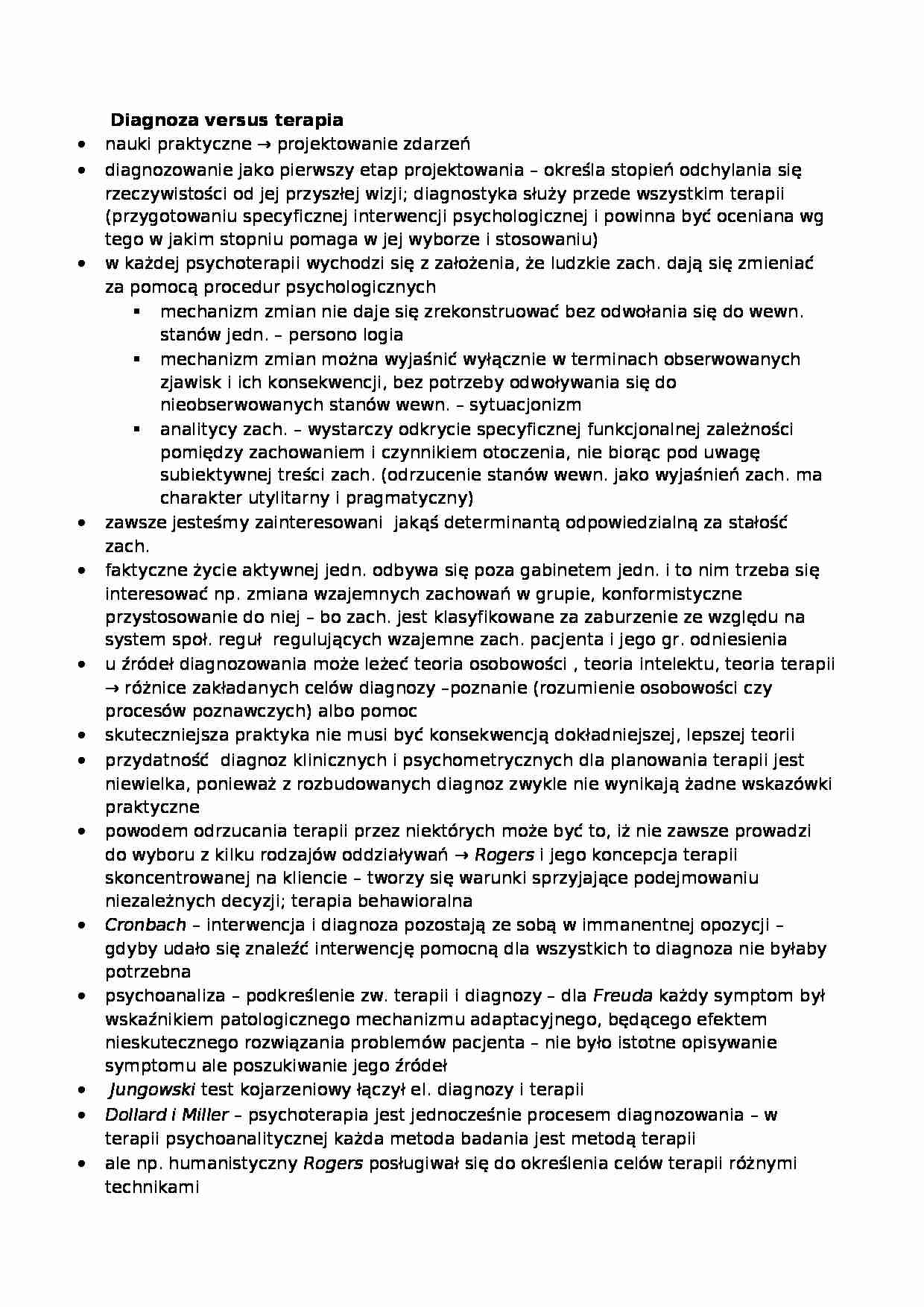 Diagnoza a terapia - omówienie - Psychoterapia - strona 1