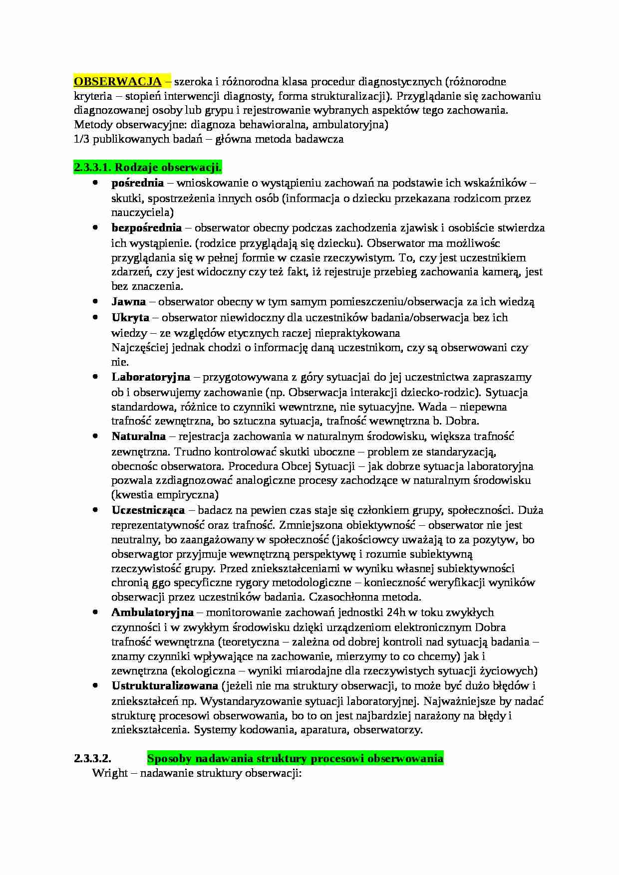 Obserwacja - omówienie - rodzaje i struktura - strona 1