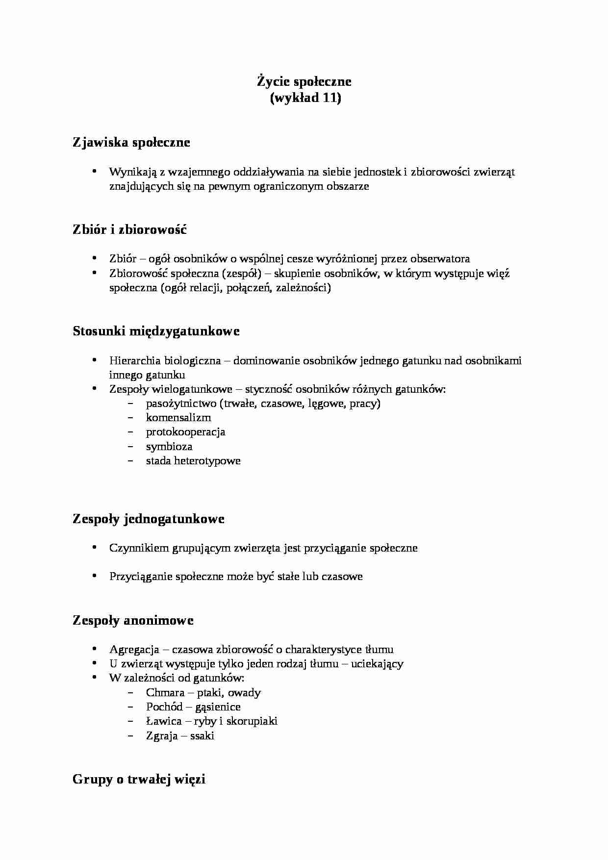 Życie społeczne - wykład - strona 1