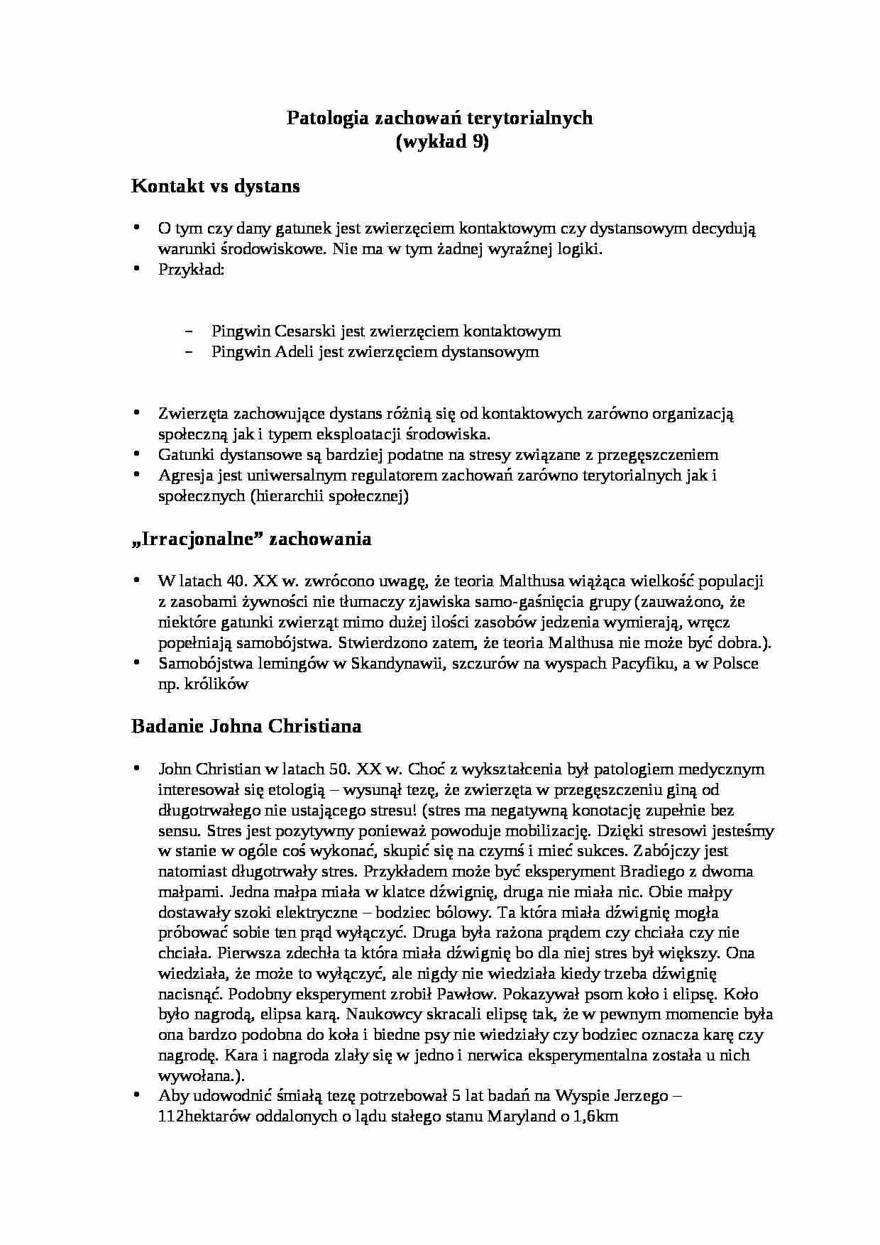 Patologia zachowań terytorialnych - omówienie - strona 1