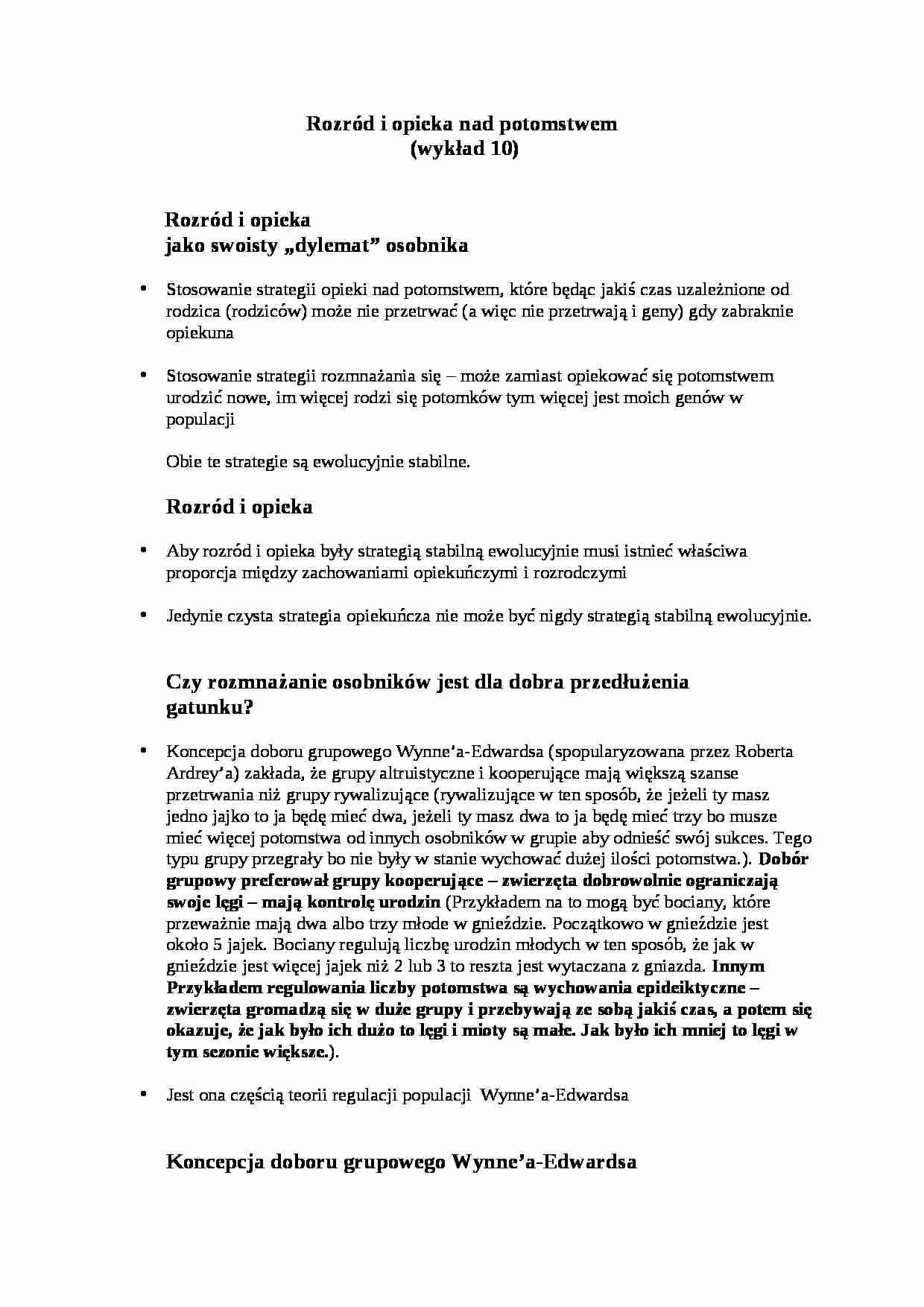 Rozród i opieka nad potomstwem - omówienie - strona 1