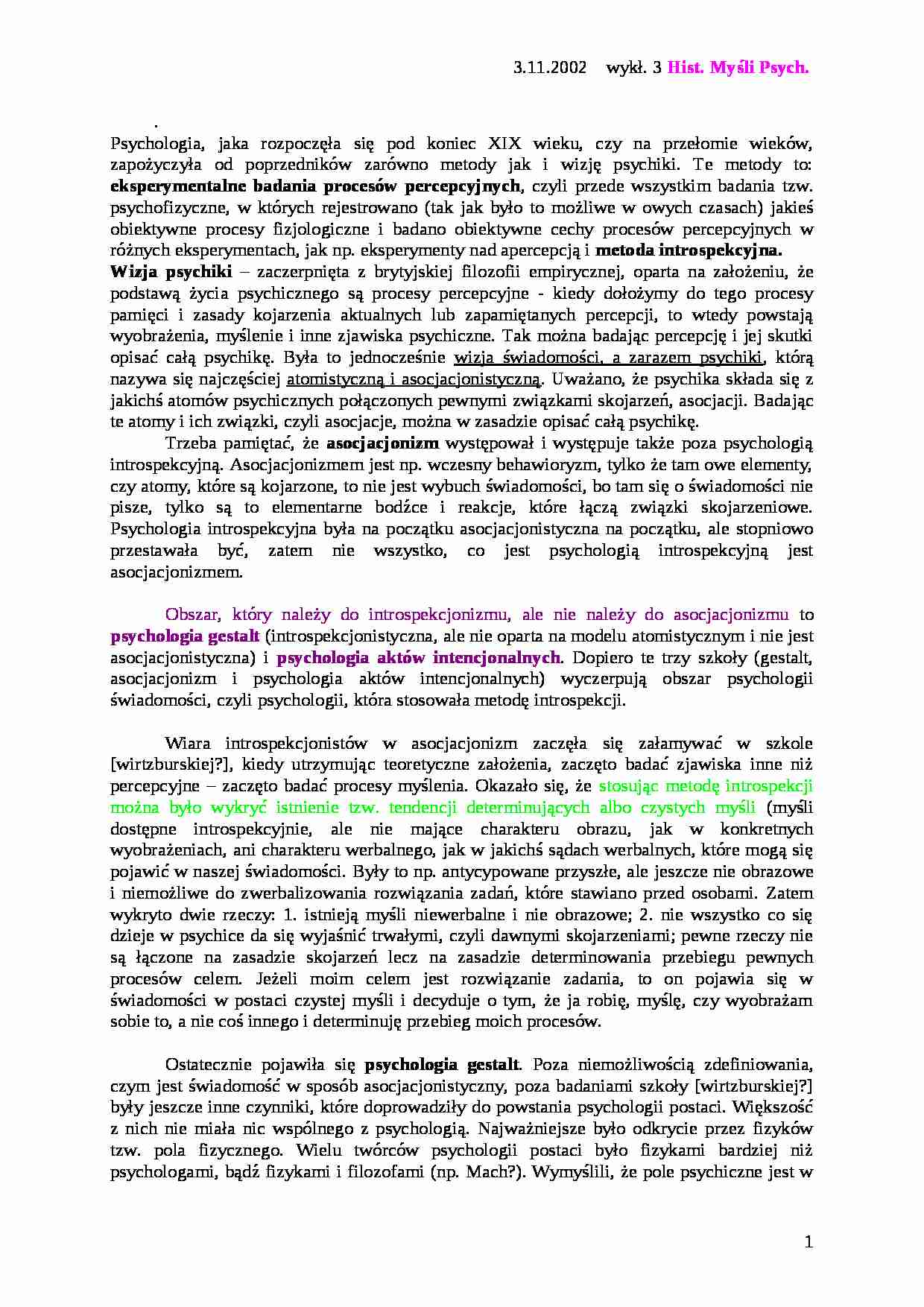 Historia myśli psychologicznej - wstęp - strona 1