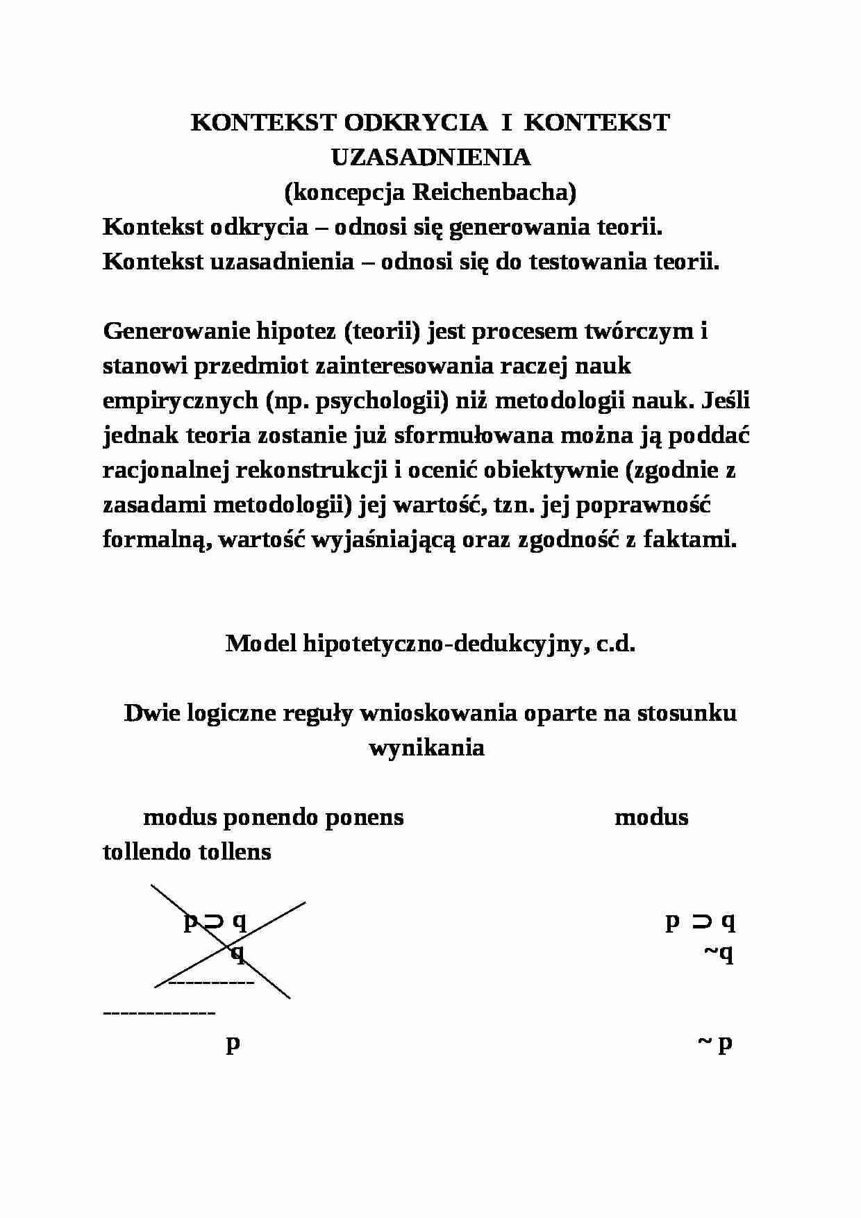 koncepcja Reichenbacha - omówienie - strona 1