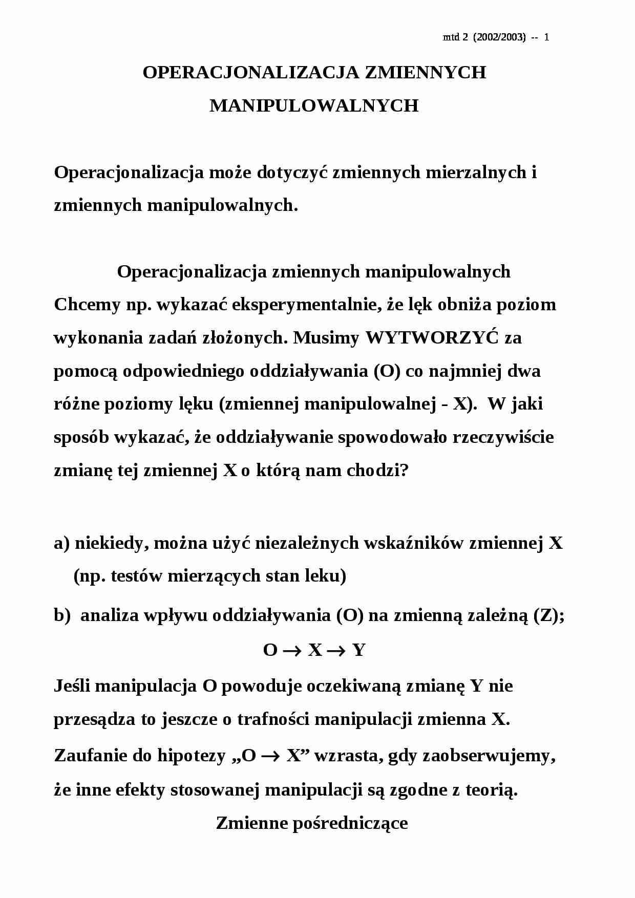 Operacjonalizacja zmiennych manipulowalnych - omówienie - strona 1