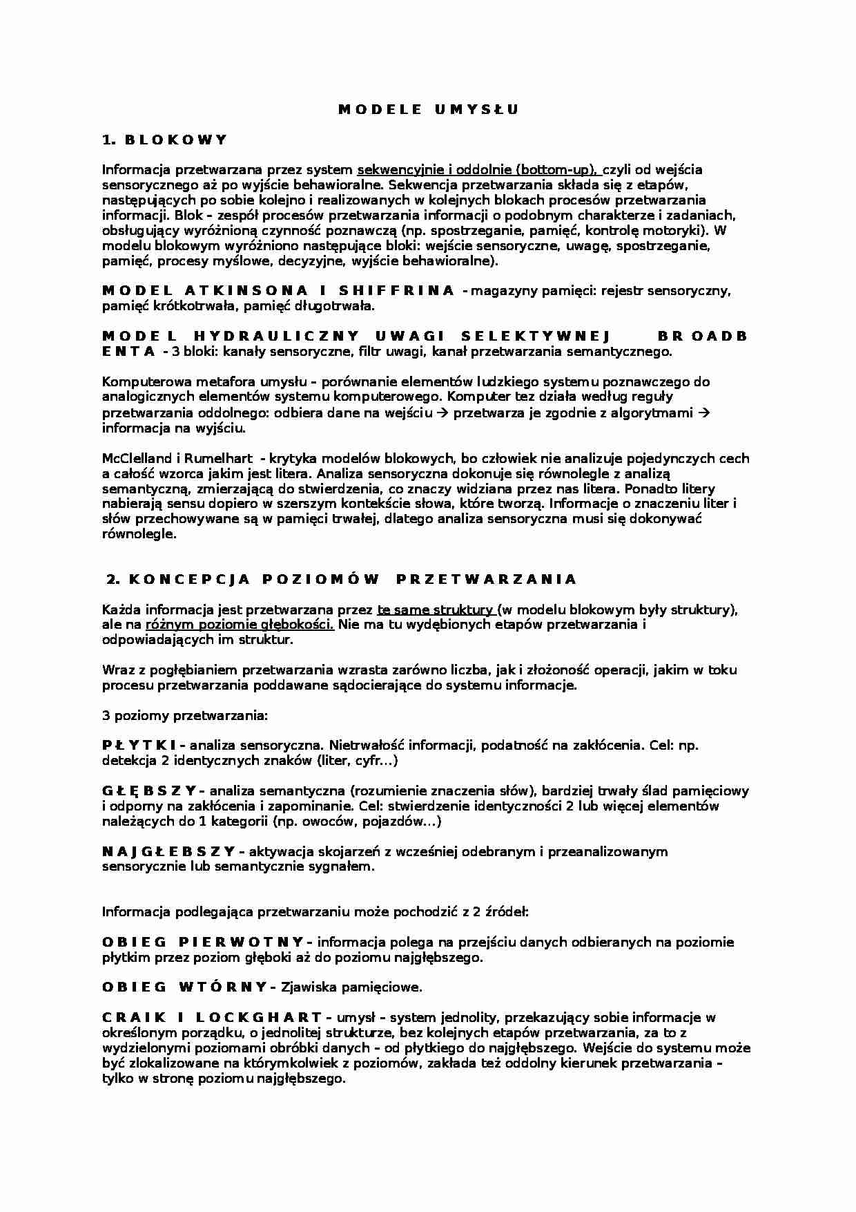 Modele umysłu - omówienie - strona 1