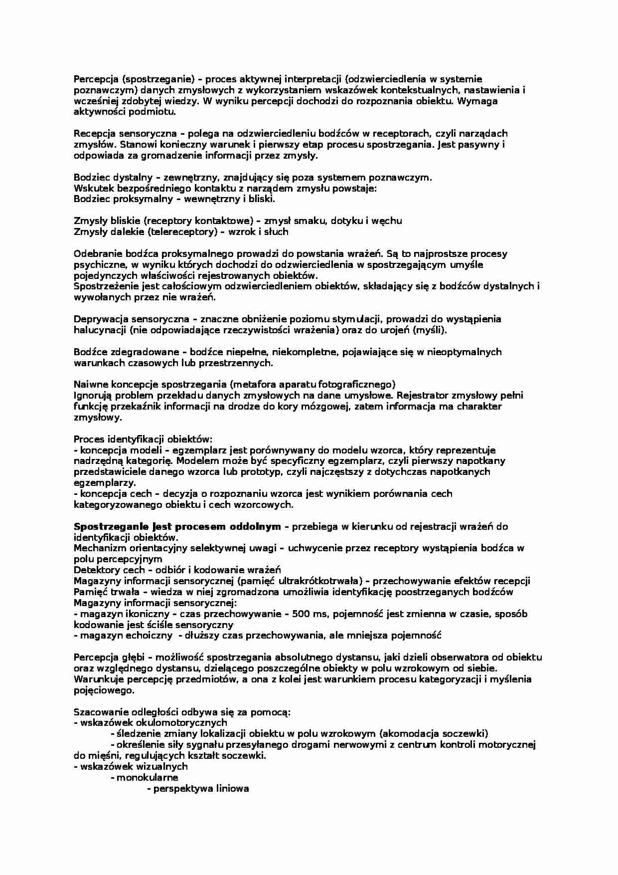 Percepcja - omówienie - strona 1