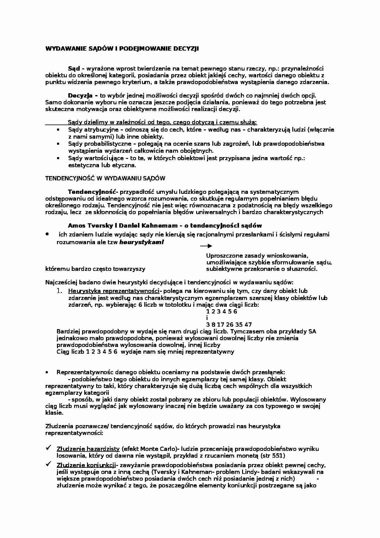 Wydawanie sądów i podejmowanie decyzji - omówienie - strona 1