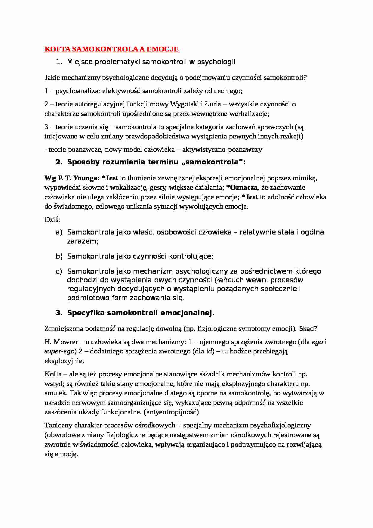 Samokontrola a emocje - omówienie - strona 1