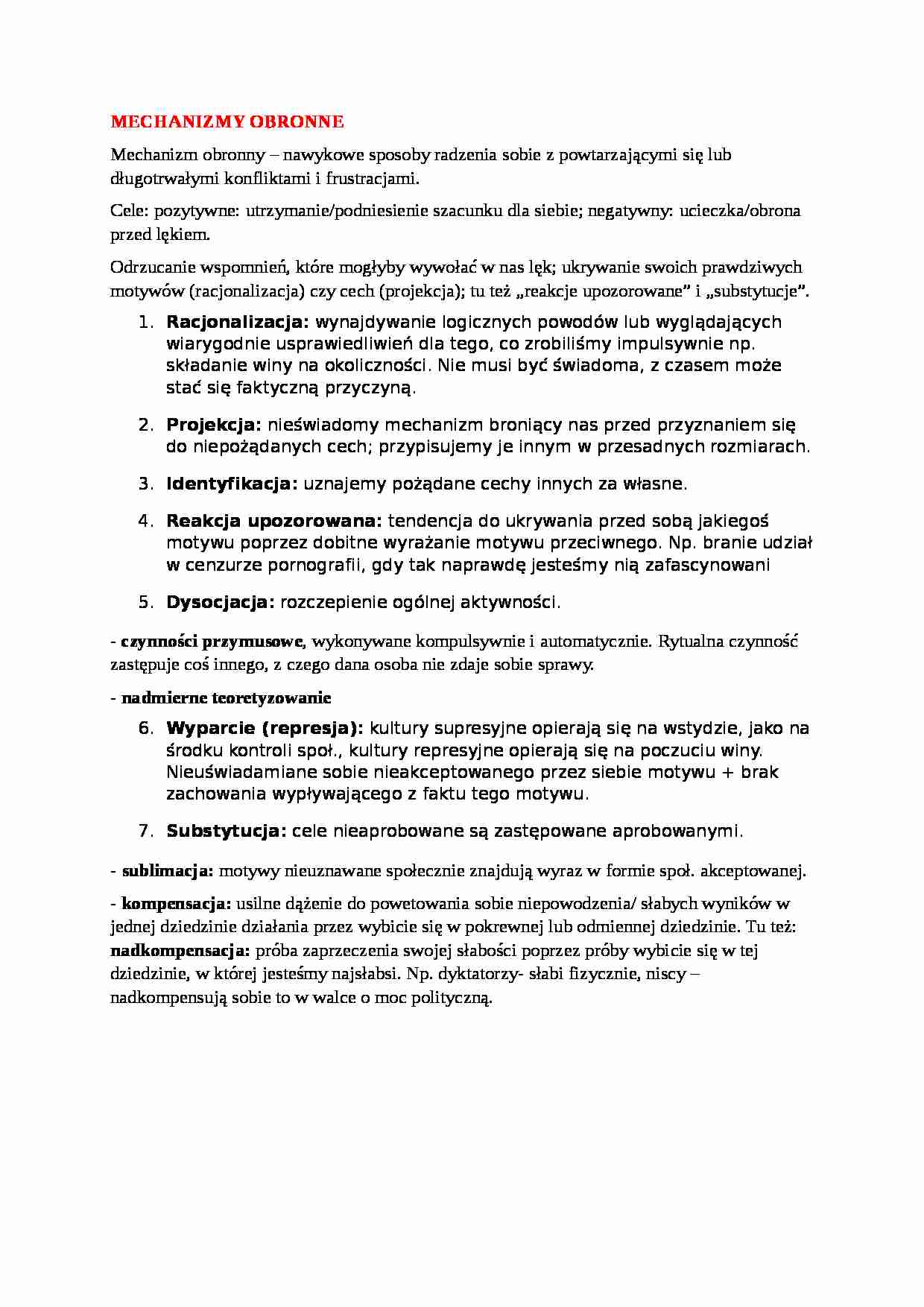 mechanizmy obronne - omówienie - Racjonalizacja - strona 1