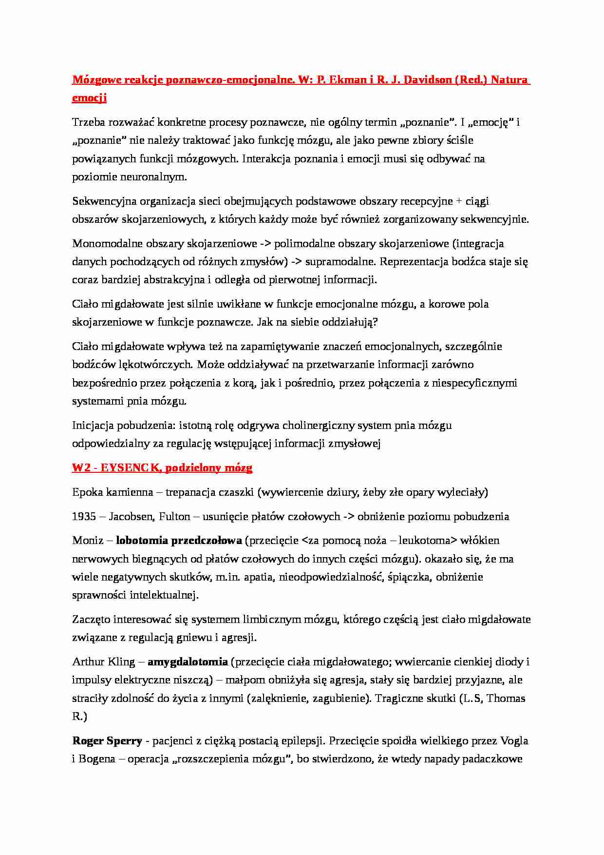Mózgowe reakcje poznawczo-emocjonalne - omówienie - strona 1