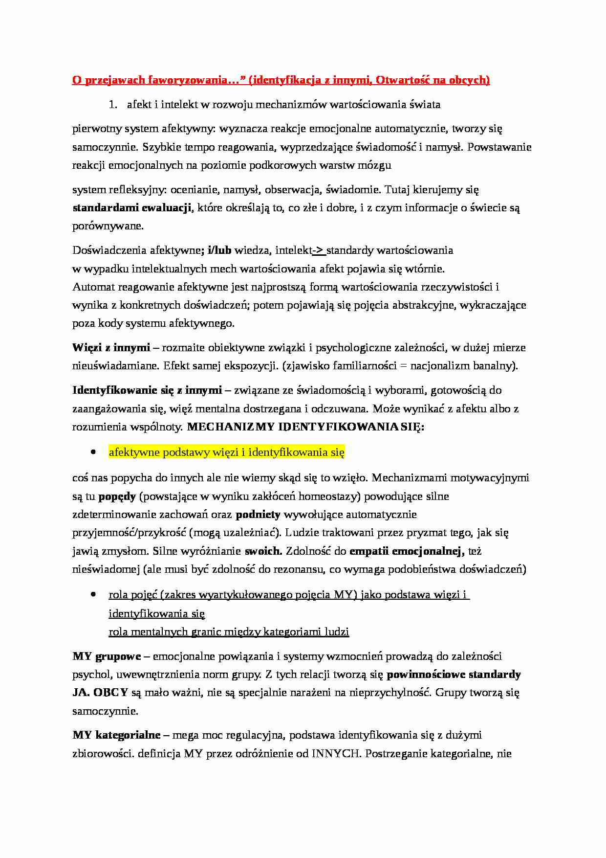 O przejawach faworyzowania - omówienie - strona 1