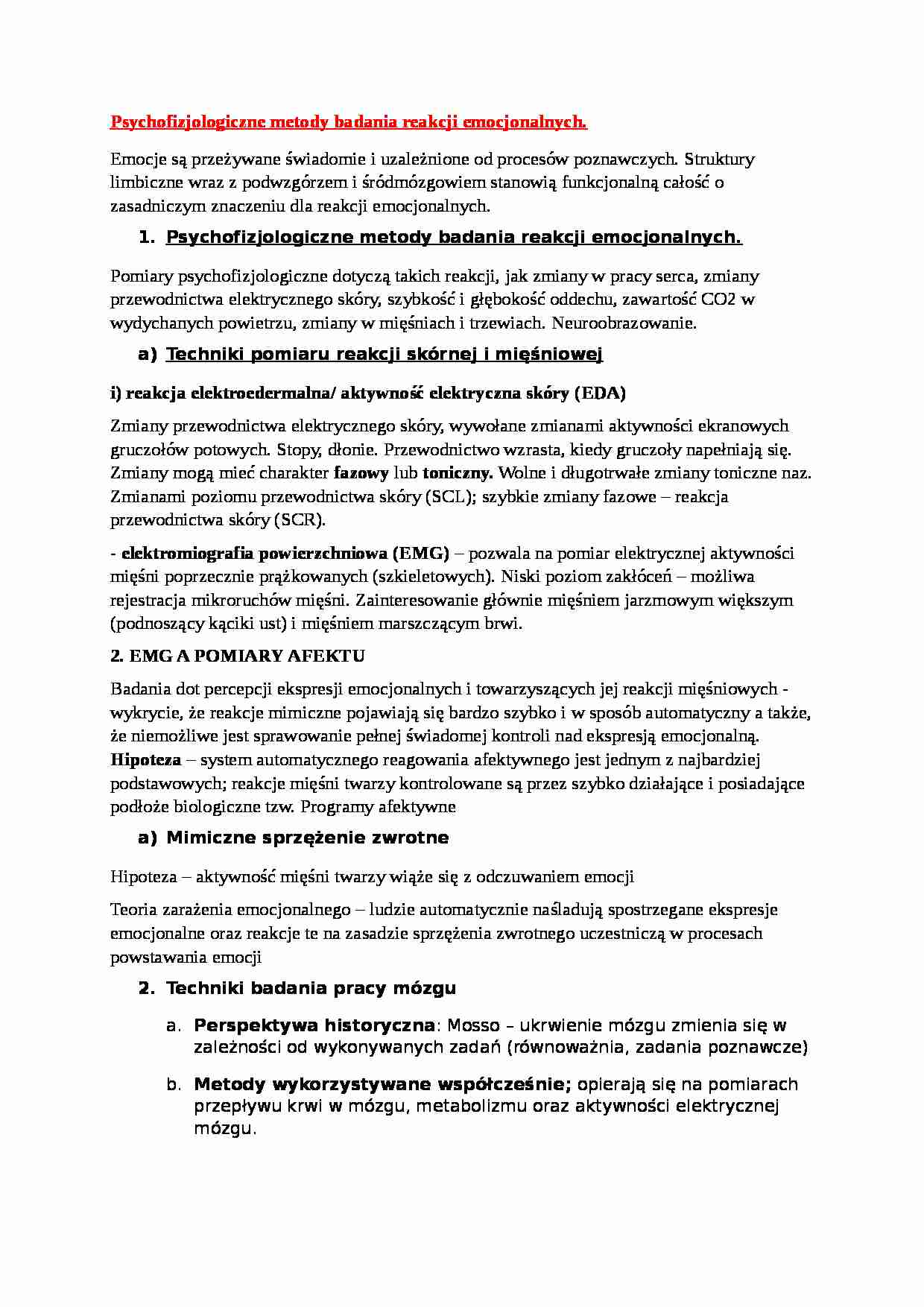 Psychofizjologiczne metody badania reakcji emocjonalnych - omówienie - strona 1