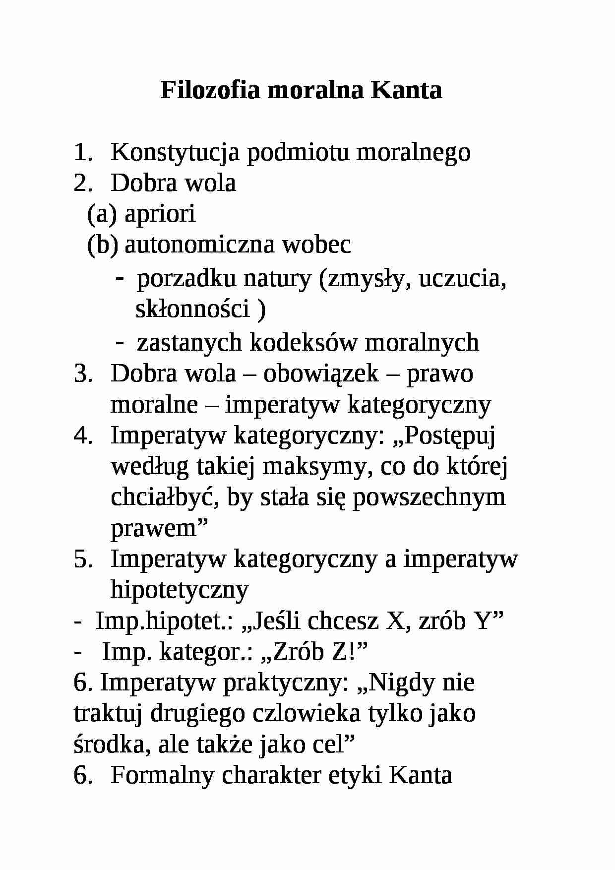 Filozofia moralna Kanta - omówienie - strona 1