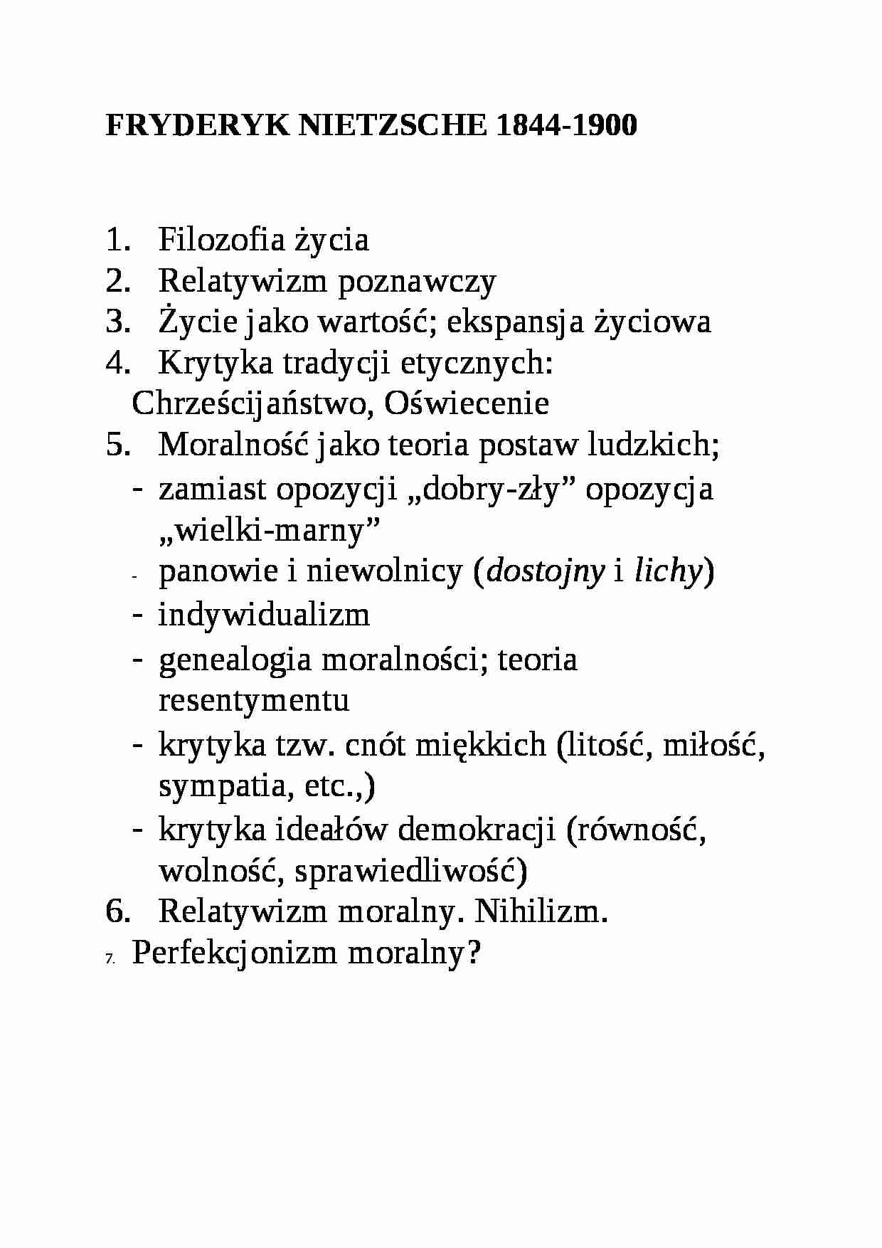 Frederyk Nietzsche - omówienie - strona 1