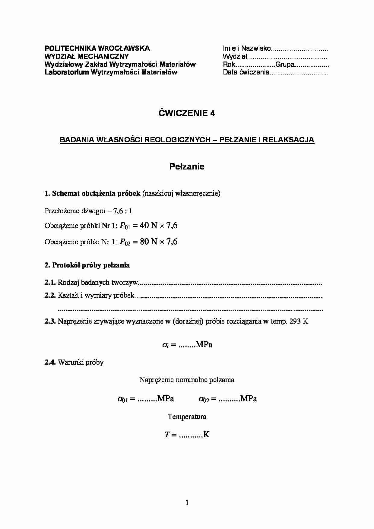 Sprawozdanie - badanie właściwości reologicznych - strona 1