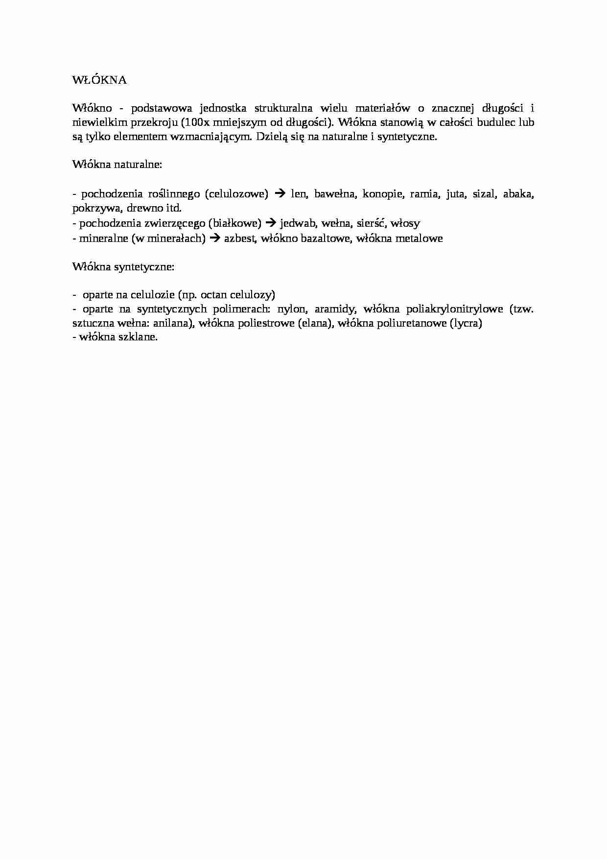 wykład - rodzaje włókien - strona 1