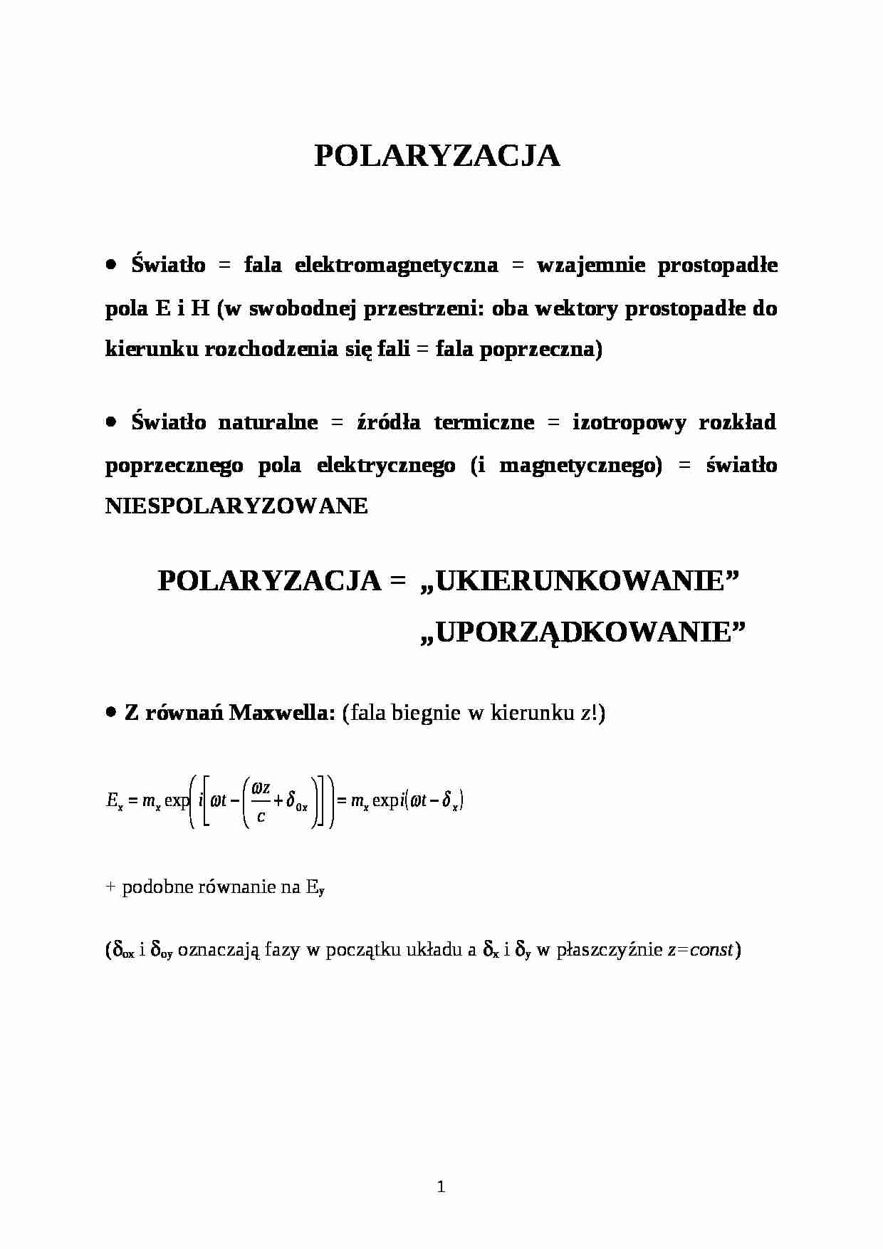 Wykład - polaryzacja i holografia - strona 1