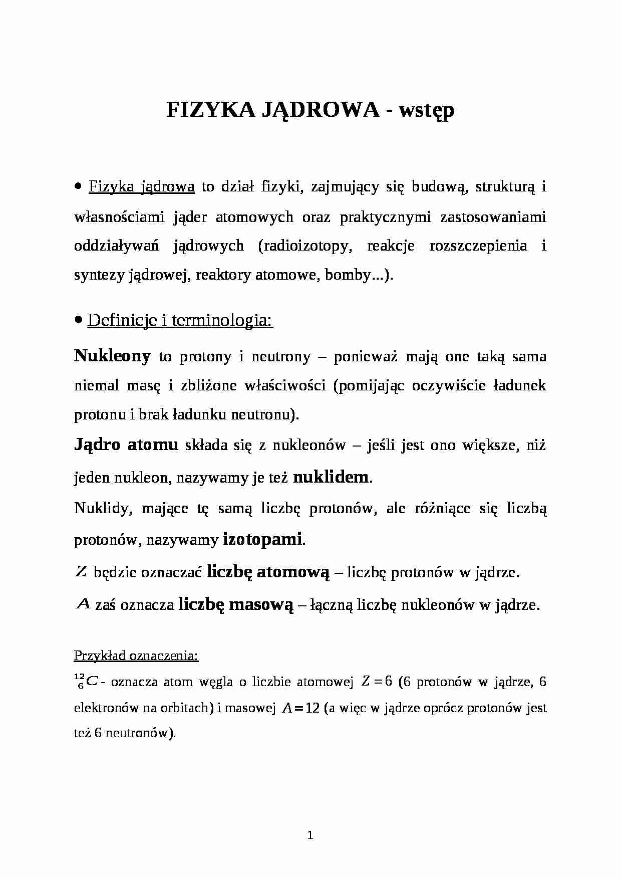 Wykład-  fizyka jądrowa - strona 1