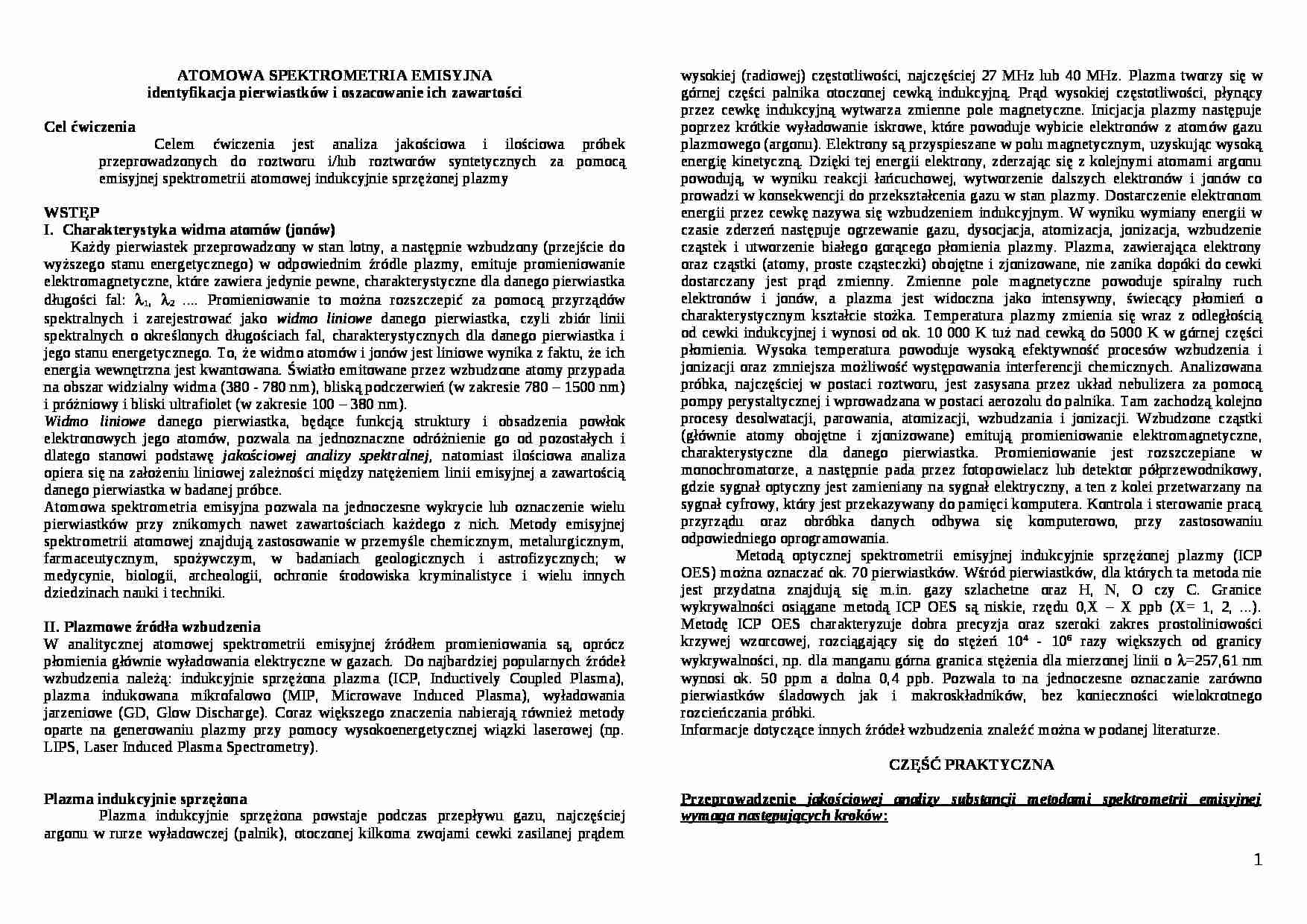 Wykład - spektrometria amisyjna - strona 1