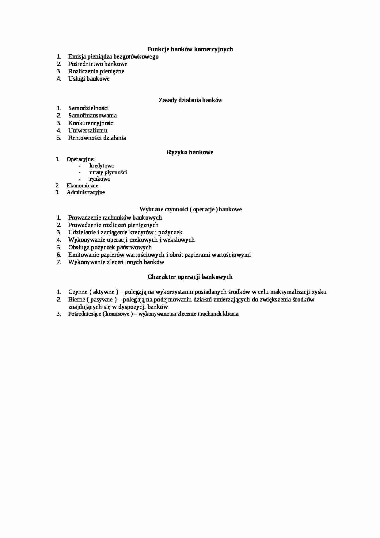 funkcje banków komercyjnych - strona 1