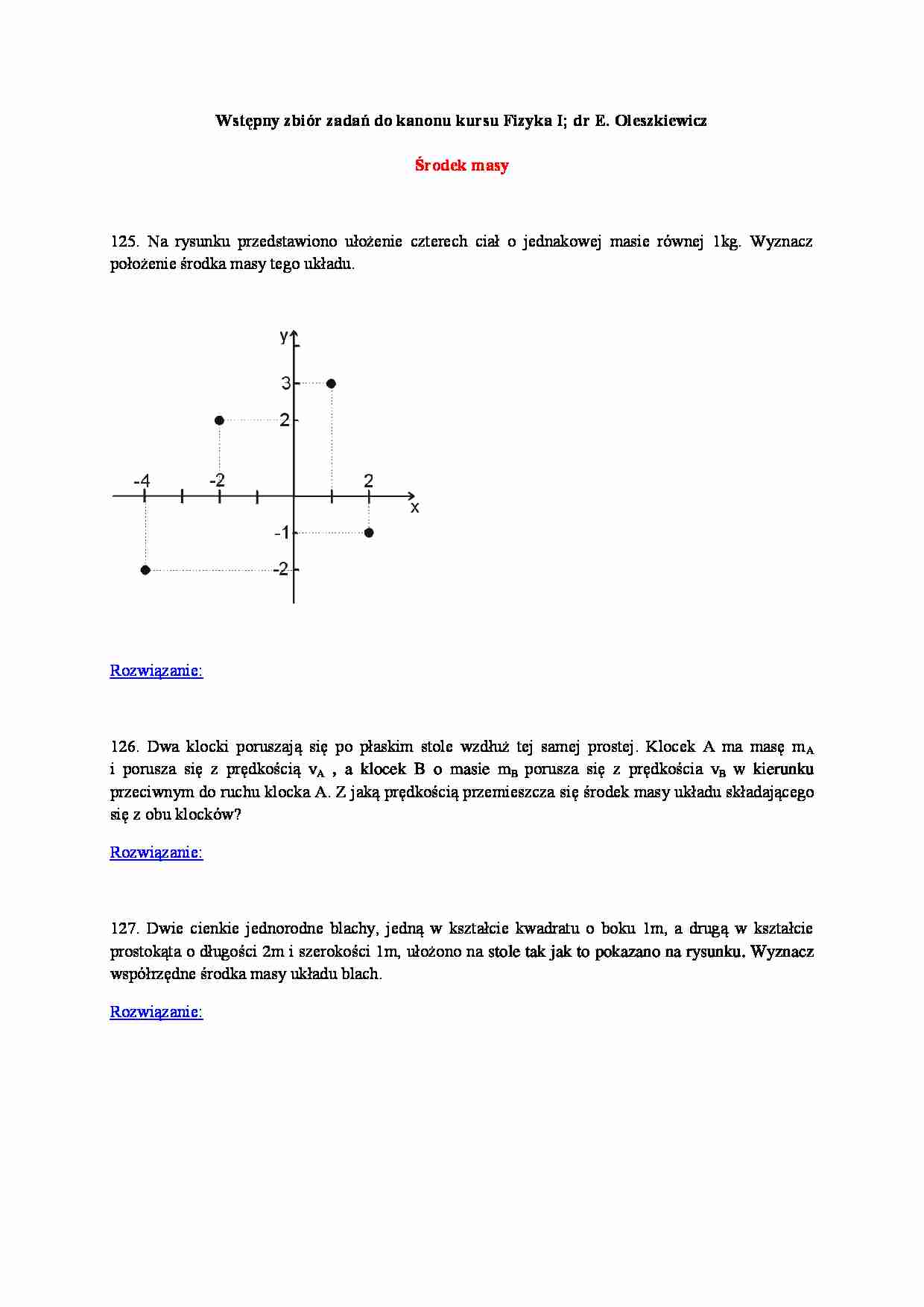 Środek masy - ćwiczenia - strona 1