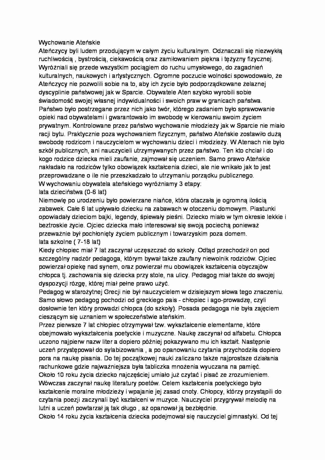 Wychowanie ateńskie - omówienie - strona 1