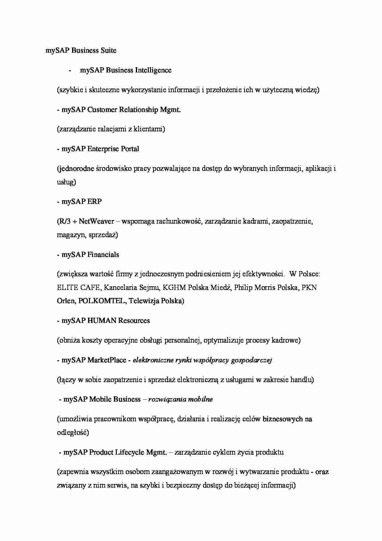 mySAP Business Suite - omówienie - strona 1