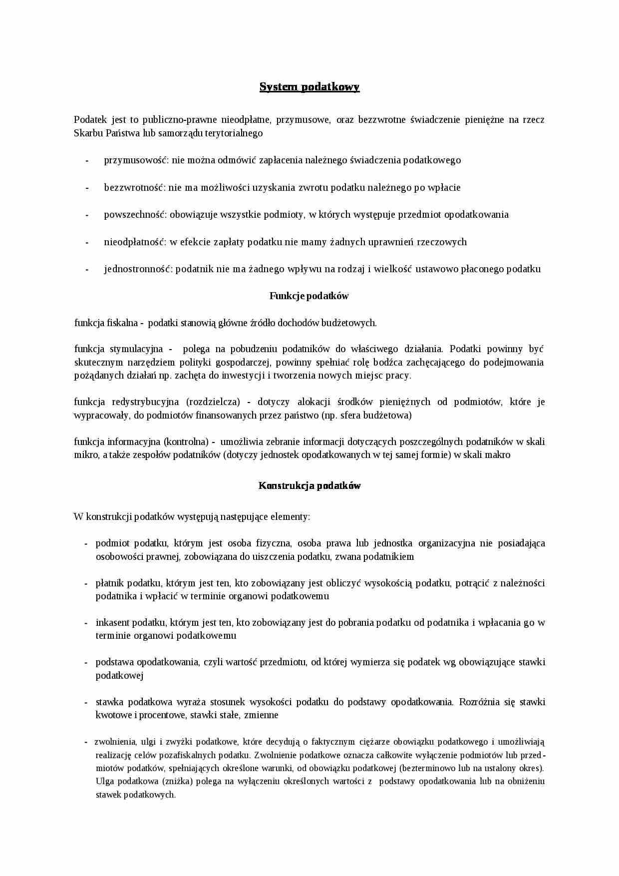 podatki - funkca, konstrukcja, rodzaje - strona 1