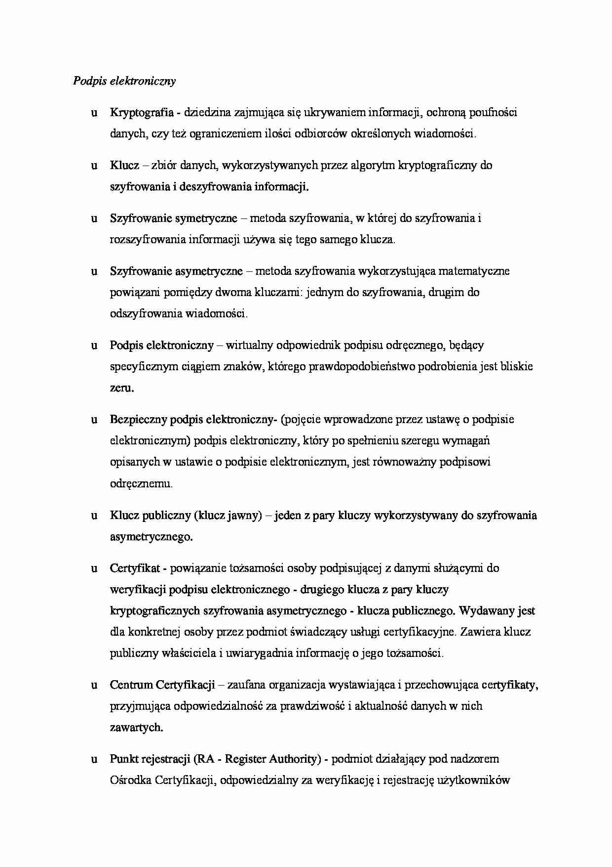 Podpis elektroniczny - omówienie - Kryptografia - strona 1