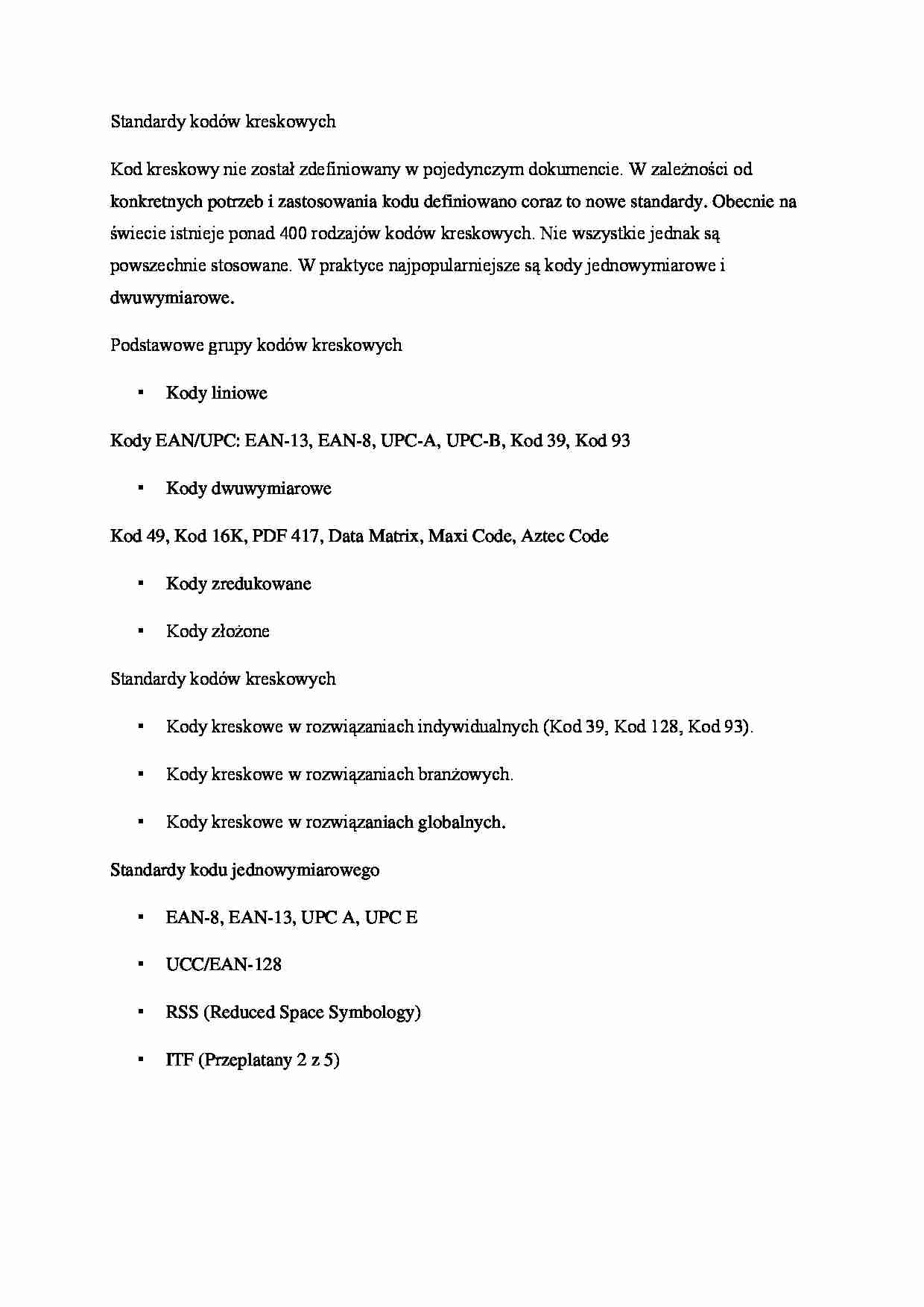 Standardy kodów kreskowych - omówienie - strona 1