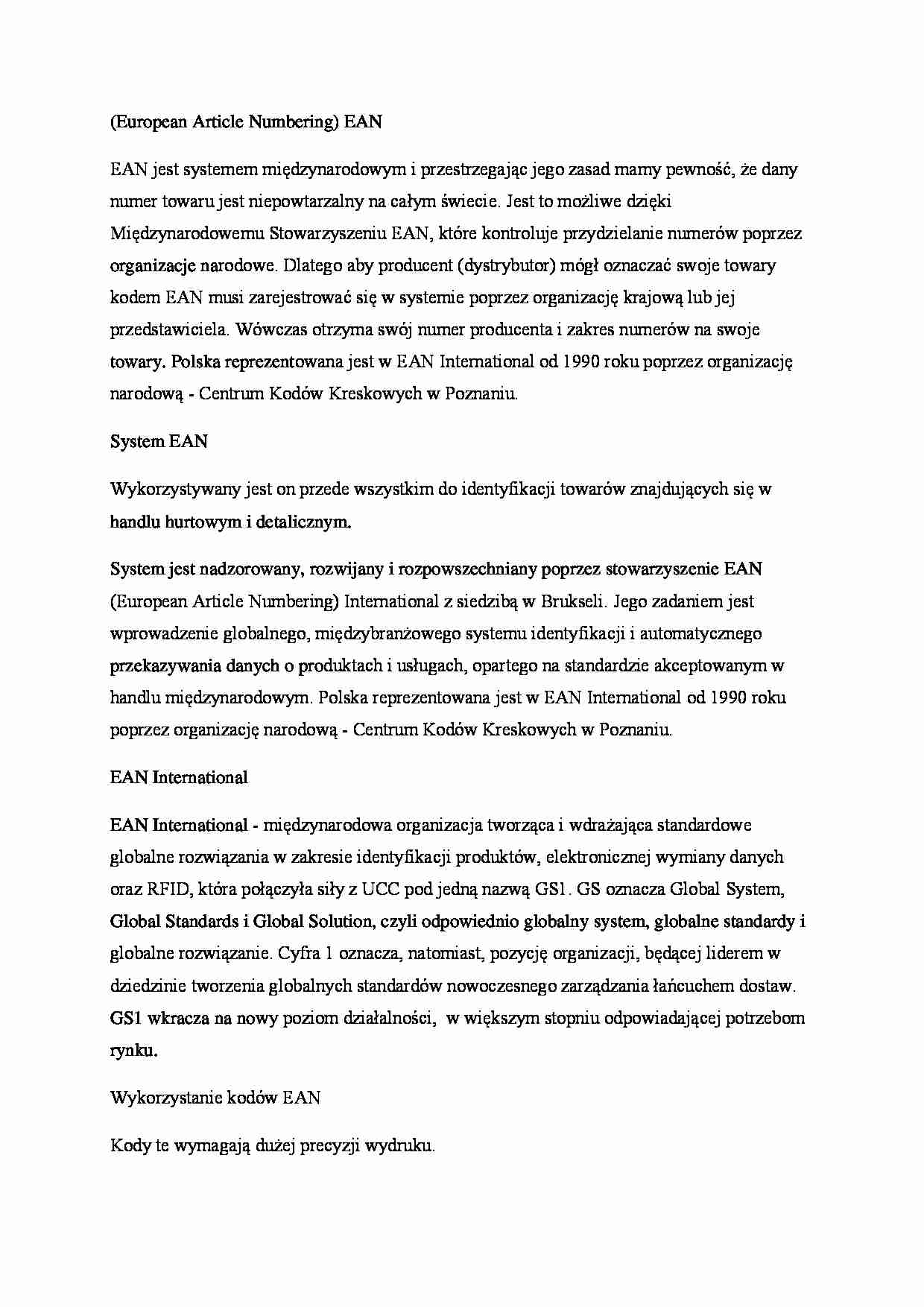 European Article Numbering - omówienie - strona 1